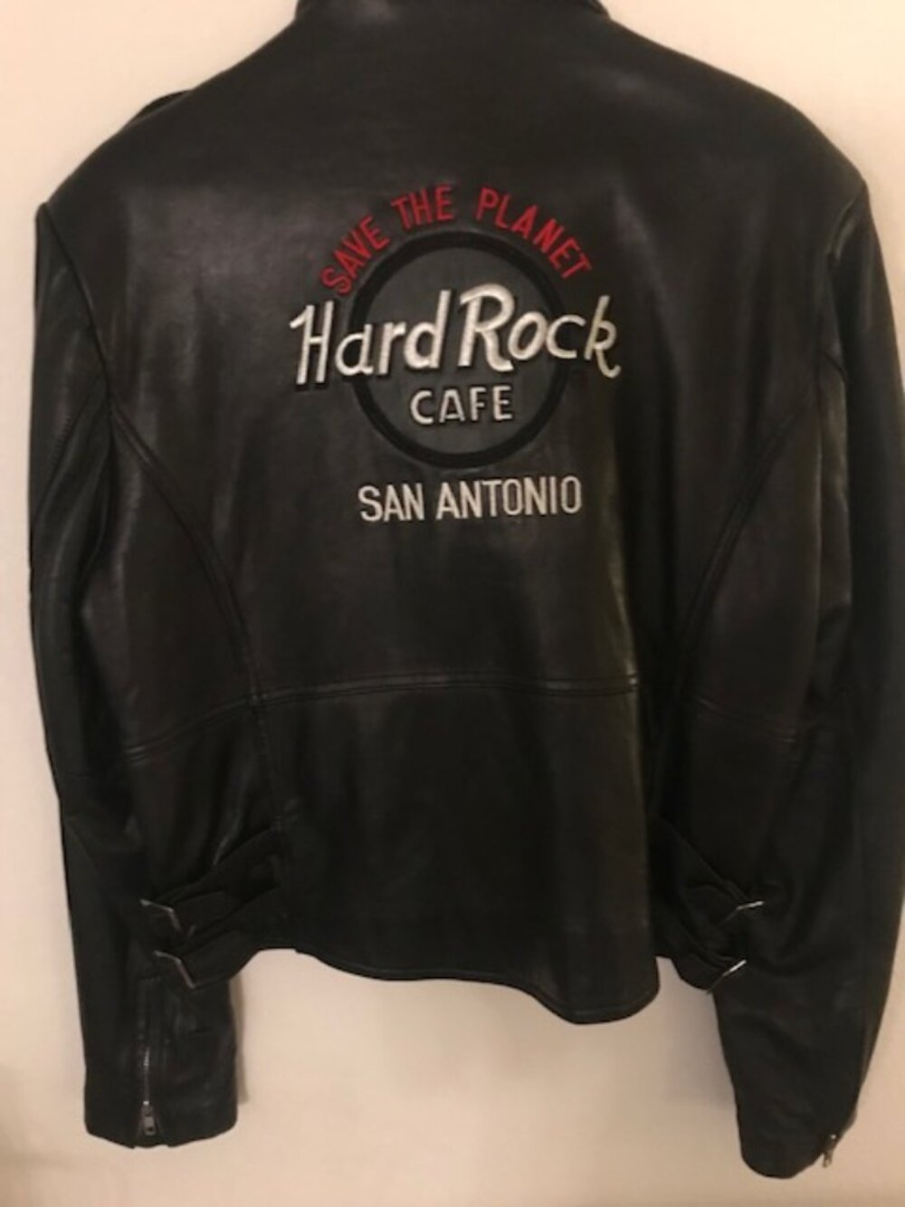 BRAND NEW BLACK LEATHER VINTAGE BIKER JACKET FROM HARD ROCK SAN ANTONIO - Picture 5 of 10